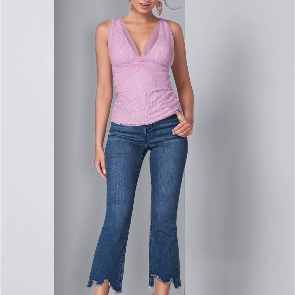 Venus Lilac lace mesh top